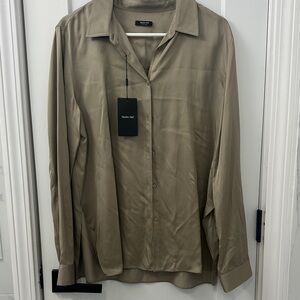 Massimo Dutti Taupe Satin Shirt